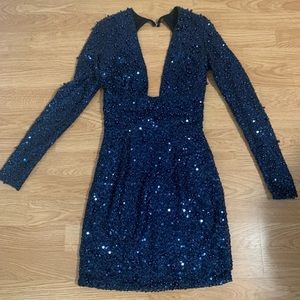 Blue Sequin & Beaded Oh Polly dress - Size 2